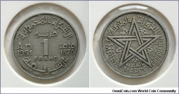 1 franc.
(French protectorate)