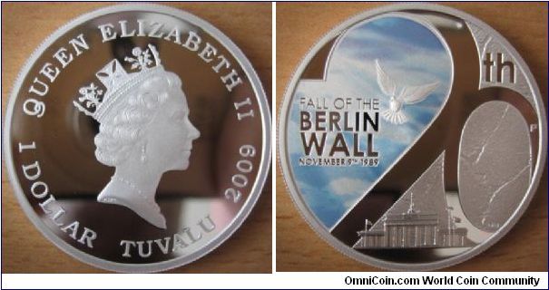 1 Dollar - 20th anniversary of fall of the Berlin wall - 31.13 g Ag .999 Proof - mintage 5,000