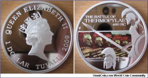 1 Dollar - Battle of Thermopylae (480 BC)- First coin of new serie about famous battles in History - 31.13 g Ag .999 Proof - mintage 5,000
