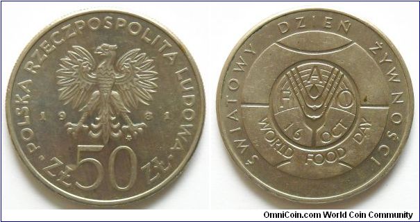 50 zlotych.
F.A.O.
World Food Day
(16 october 1981)