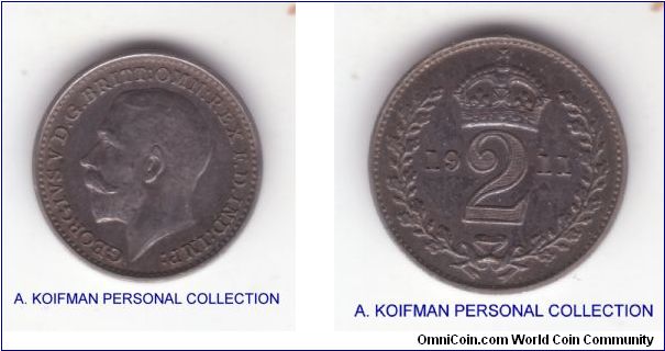 KM-812, 1911 Great Britain maundy two pence