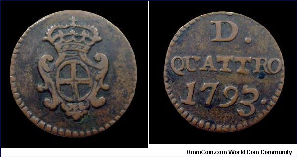 Republic of Genoa - Two-years doges era - 4 old Denari - Copper