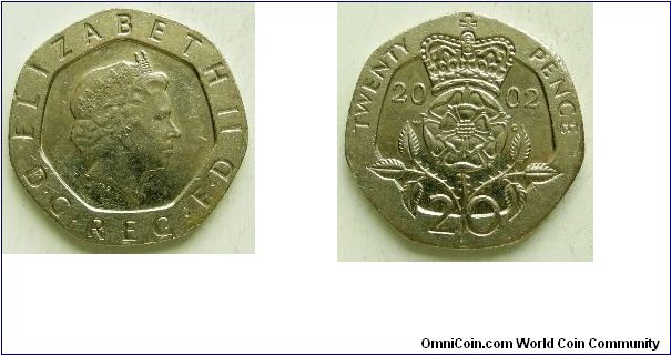 20 pence, 
Elizabeth II, 
4th portrait,
Spink ref: 4630