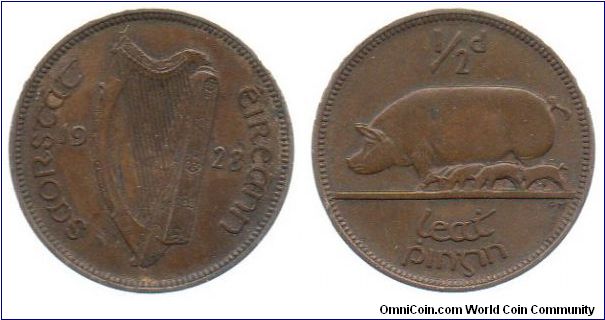 1928 halfpenny - sow and piglets