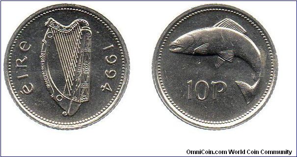 1994 10 pence - salmon
