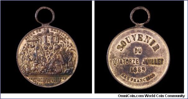 San Francisco souvenir medal for Bastille Day, 1889.