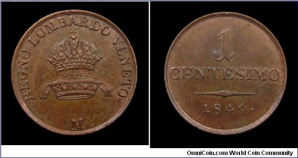 Lombardy-Venetia - Francis Joseph I - 1 Centesimo I type - Copper