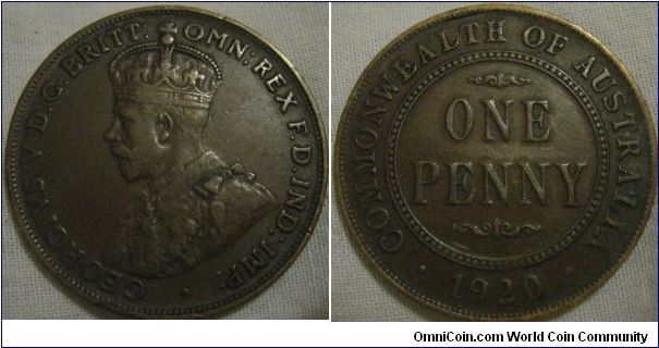 common type of 1920 australian penny.