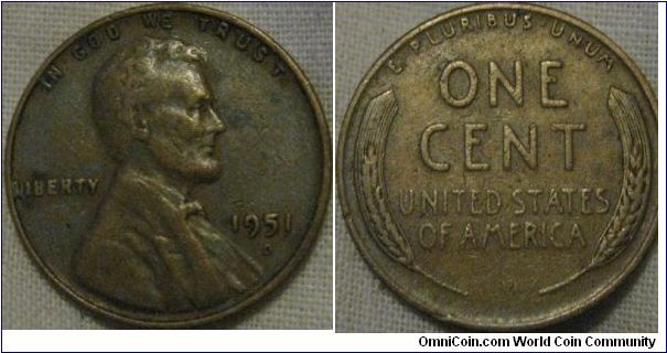 1951 s, obverse has a good looking grey faint look