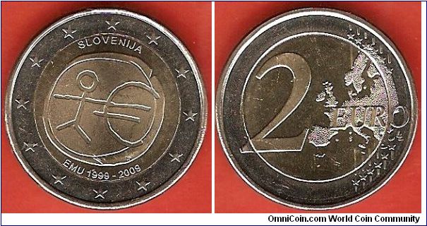 2 euro
10th anniversary of the European Monetary Union 1999-2009
bimetal coin