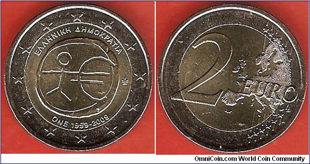 2 euro
10th anniversary of the European Monetary Union 1999-2009
bimetal coin