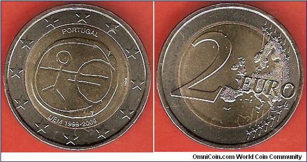 2 euro
10th anniversary of the European Monetary Union 1999-2009
bimetal coin