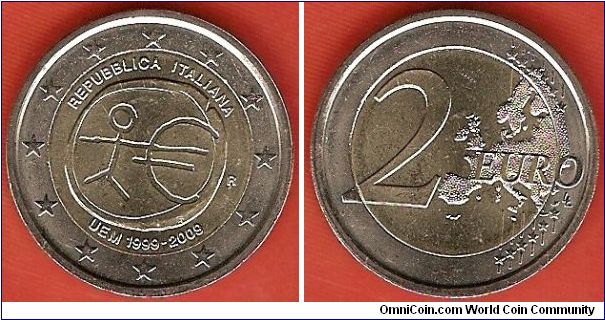 2 euro
10th anniversary of the European Monetary Union 1999-2009
bimetal coin