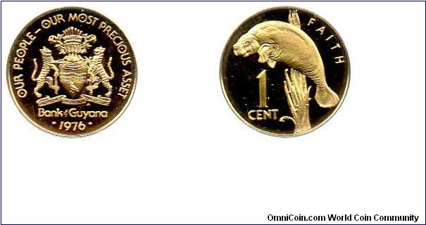 1976 1 cent - Manatee