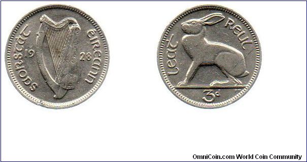 1928 3 pence - rabbit