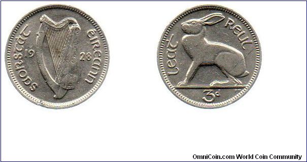 1928 3 pence - rabbit