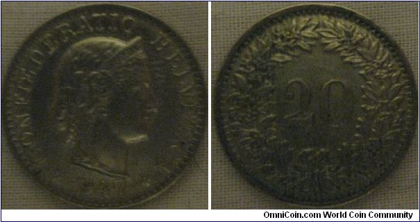 nice lustrous 20 centimes