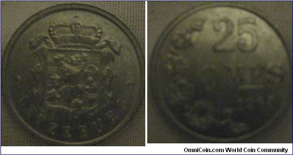 1963 25 centimes from luxemburg, lustrous