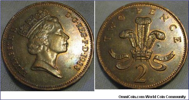 lovely toned 2p, hardly seen circulation