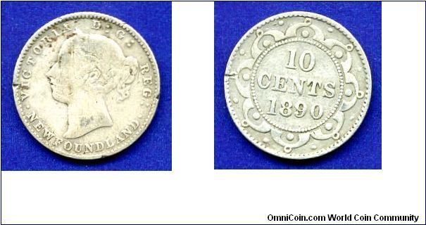 10 cents.
Newfoundland.
Victoria (1837-1901) Queen.
Mintage 100,000 units.


Ag925f. 2,35gr.