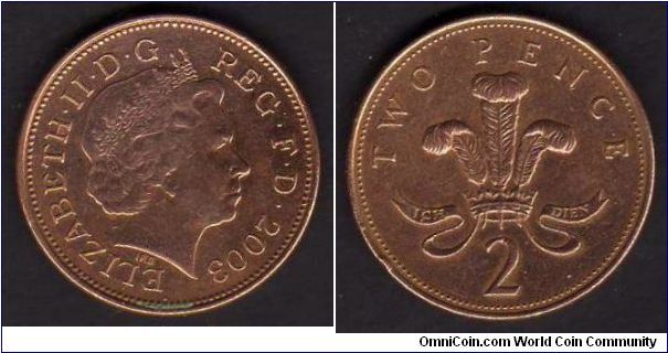 2 Pence

km# 987
==================
Copper plated Steel

1998- +
==================