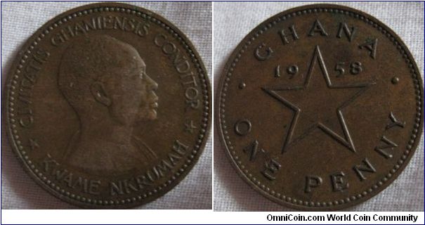 a one penny from 1958, the first year of issue, condition is still reasonably good