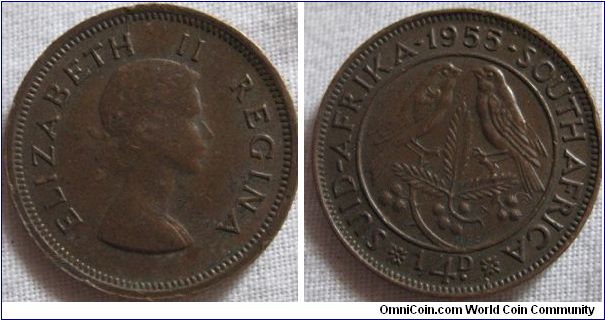 a decent 1955 farthing from south africa