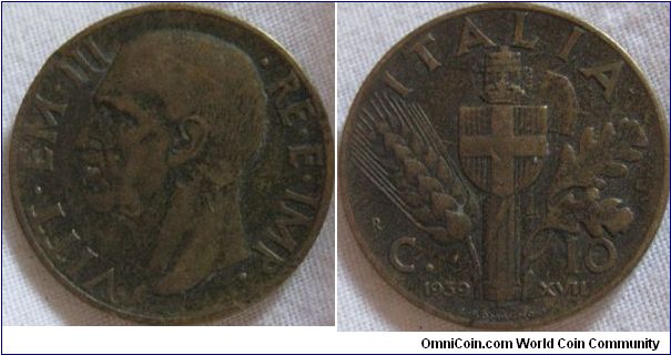 10 centismi from italy, a nice looking coin, i think the colouration gives it a nice look, still some nice details on the hair too