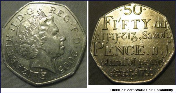 the dictionary 50p, one of my favourite designs as it has a modern look to it.