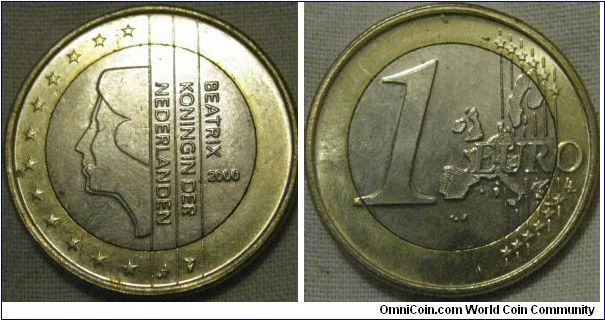very nice holland 1 euro from 2000 62,800,000 minted