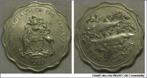 very nice 1989 10 cents, great detail. lustre faded