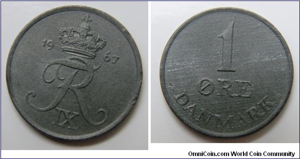 Denmark km839.2 1 Ore (1956-1971) zinc