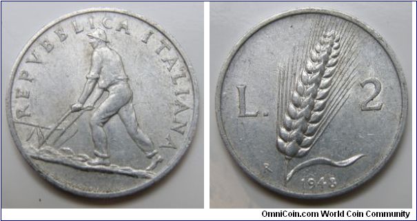 Italy km88 2 Lire (1946-1950)