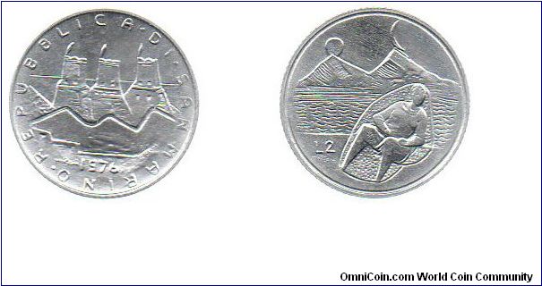 1976 2 Lire - Wealth of nature,female figure