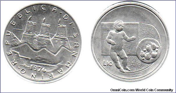 1976 10 Lire - infant and fruit