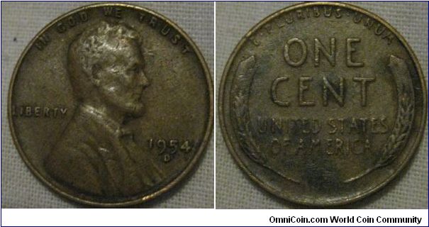 nice 1954 D cent