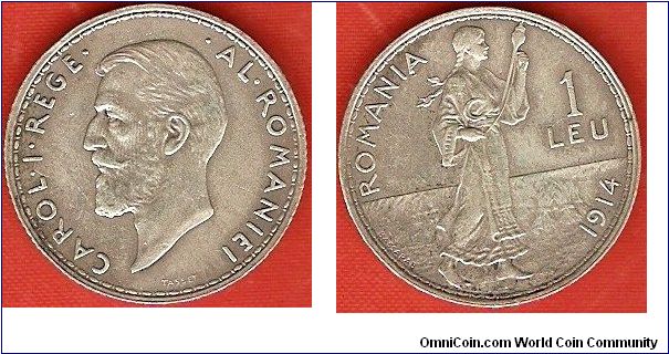 Kingdom of Romania
1 leu
Carol I, king of Romania
0.835 silver