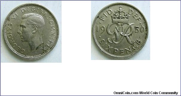 Sixpence, 
George VI, 
Spink ref: 4110