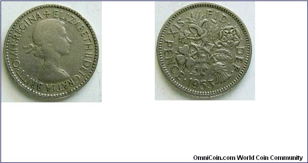 Sixpence, 
Elizabeth II, 
Spink ref: 4141