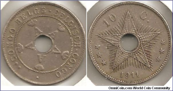 10 Centimes Belgian Congo