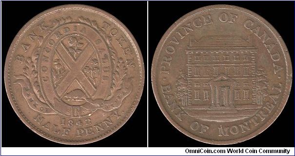 Bank of Montreal token.  Half-Penny.