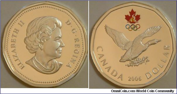 Canada, 1 dollar, 2006 Sterling Silver Lucky Loonie, colorized  dollar celebrate a Canadian Olimpic story