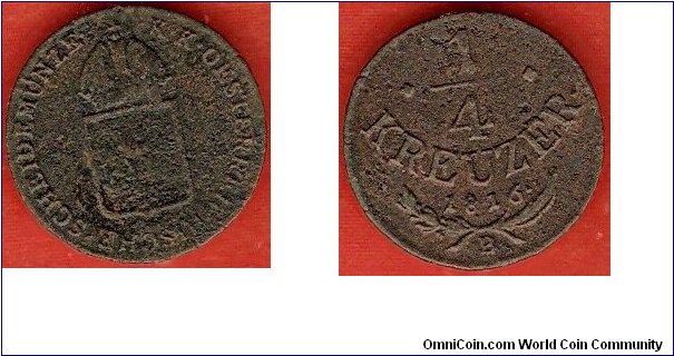 1/4 kreuzer
mintmark B = Kremnitz (Hungary)
copper