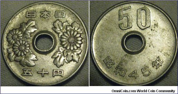 lustrous 50 yen from 1970 aunc