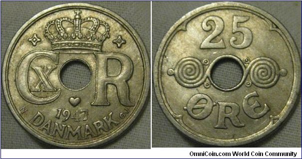 gorgeous, lustrous EF 25 ore, with a bad metal mix, as this was the first cupro nickel issue.