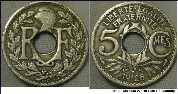 5 centimes 1926 in fine
