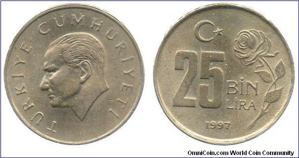 1997 25 Bin (thousand) lira