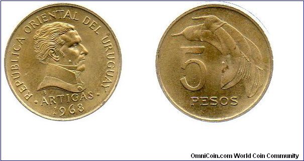 1968 5 Pesos - Artigas
