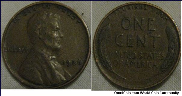 VF, nice 1936 wheat cent, dark colouration