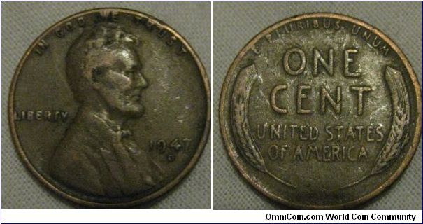 fine 1947 D cent